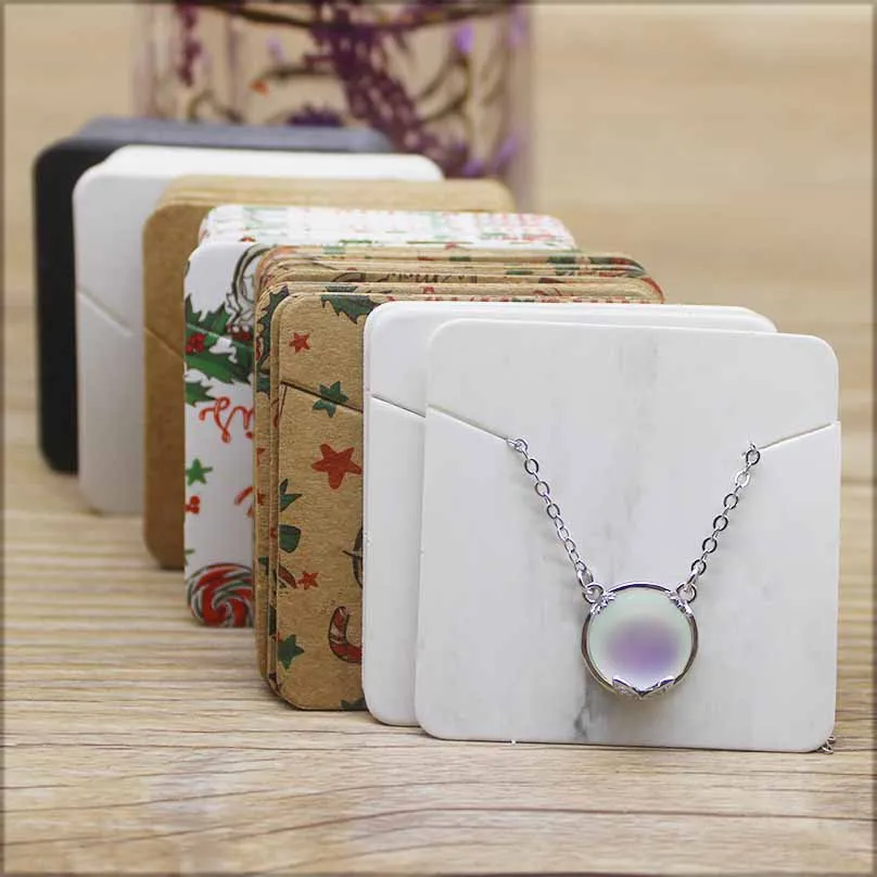5*5cm Fashion Jewelry Display Necklace charms package card 50pc marbling Merry christmas style pendant display tag card