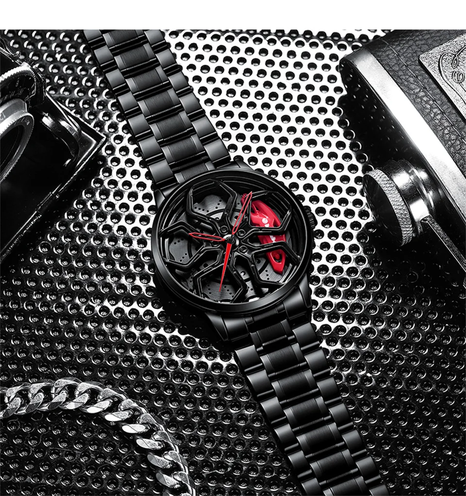 Original Wheel Rim Hub Watches Men Super Car Rim Hub Men Quartz Watch Stainless Steel Waterproof Wholesale Watches For Car AMG