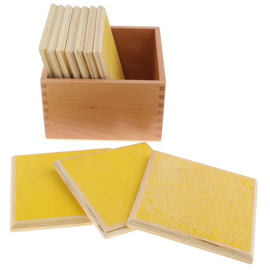 Wooden Montessori Sensorial Material - Rough and Smooth Touch Boards in Box Tactile Learning Early Developmental Toy for Kids