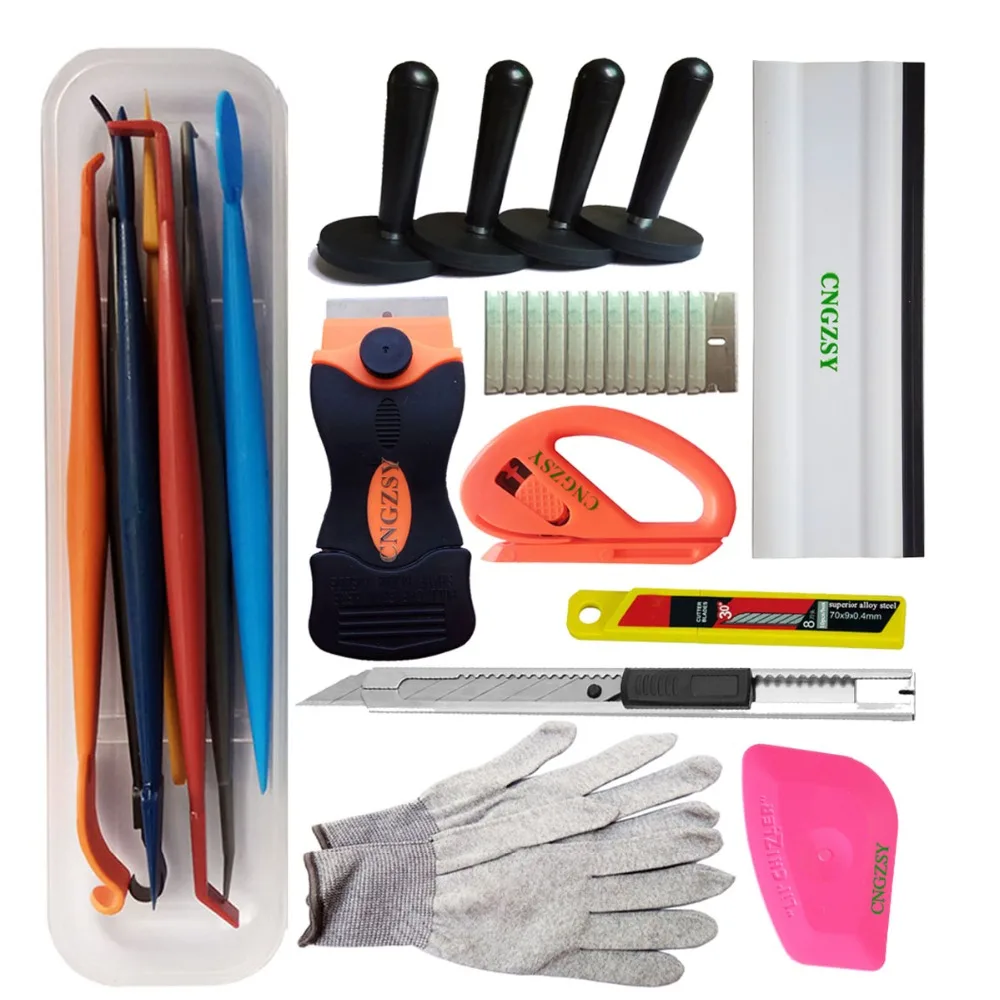 

Car Stickers Corner Decorate Magnet Scrapers Art Knife Water Wiper Gloves Window Tint Application Car Vinyl Wrap Tuck Tools K96