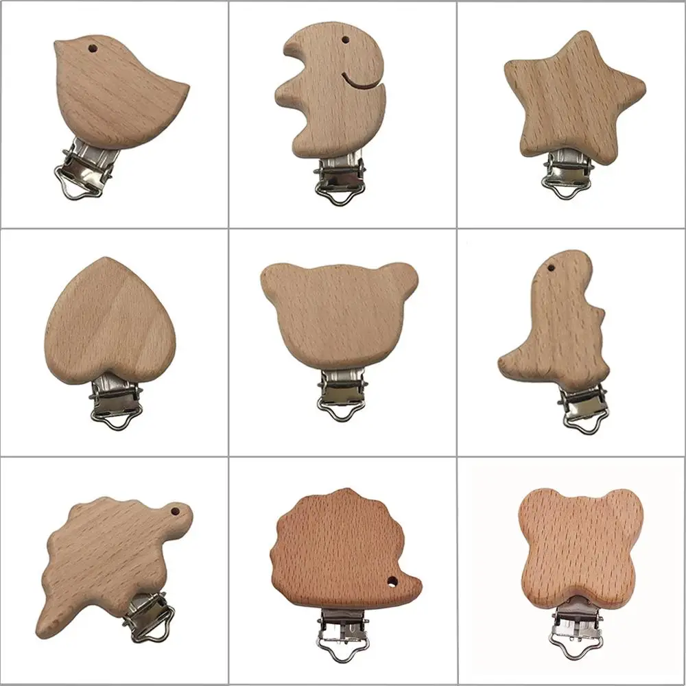 

5pc Baby Pacifier Clips Beech Pacifier Metal Clips Small Elephant Heart Shapes Bpa Free Nipple Chain Accessories Baby Toy DIY