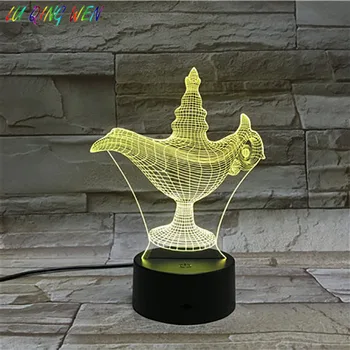 

Aladdin and The Magic Lamp Baby Night Light LED Sensor Color Changing Bedside Atmosphere Novelty Lamps Gift Usb Led Lamp Child