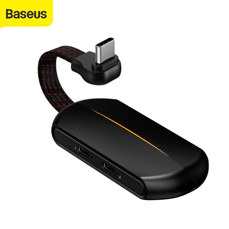 Baseus 3-in-1 Type-c Male to Dual Type-c & 3.5mm Female Adapter L49 18W PD/QC Quick Charger Adapter for iPhone Type-C Mobile