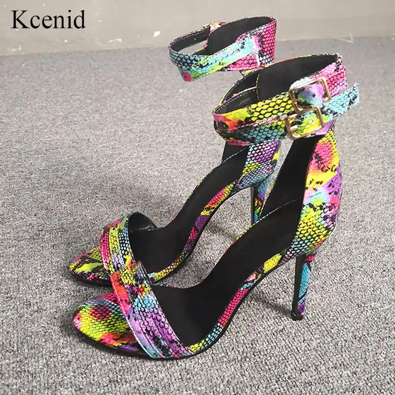 colorful snakeskin sandals