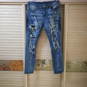 Vaqueros de Denim Jeans nuevos Hombre Regular algodón hip-hop Pantalones Vaqueros Hombre diseñador Stretch Casual pierna recta 563