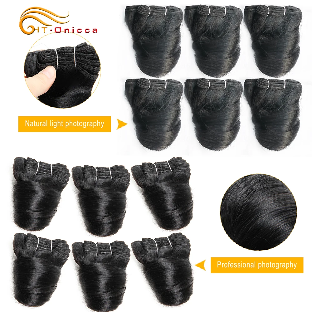6 Pcs/Lot Funmi Hair Double Drawn Brazilian Hair Weave Bundles Romance Curl 8 Inch Human Hair Bundles For Black Women