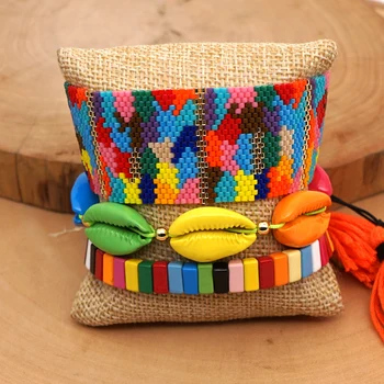 

Rttooas Enamel Tile Bracelet MIYUKI Bracelets Women Shell Armband Bohemian Pulseras Mujer 2020 Summer Colorful Tassel Jewelry