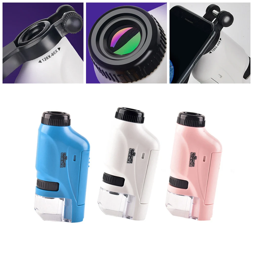 Portable Handheld Microscope With LED Lamp Biology Pocket Microscope For Children Schoolboy  Science  Educational Child Toy Gift