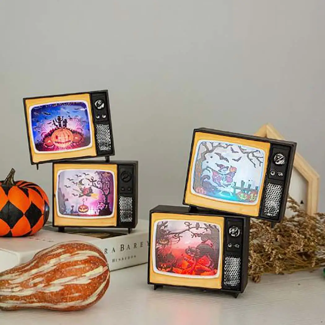 

4 Style Creative Retro Television LED Light Halloween Ornament Party Decorative Props For Home,party decoration