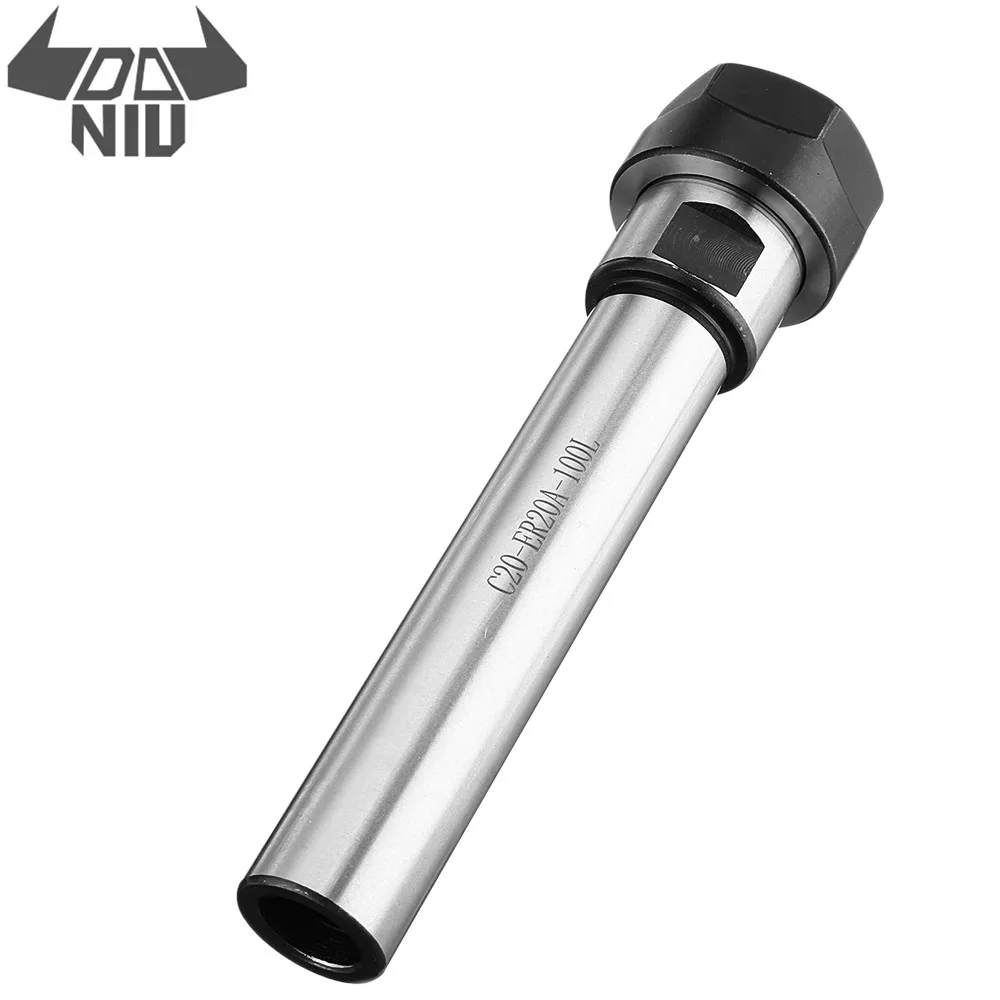

DANIU C20-ER20A-100L Collet Chuck Holder CNC Milling 100mm Straight Shank Extension Rod