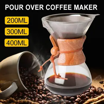 

High-Borosilicate Glass Professional Durable Coffee Pot Coffee Kettle Coffee Maker Manual Drip with Filter Bar Kitchen Tool