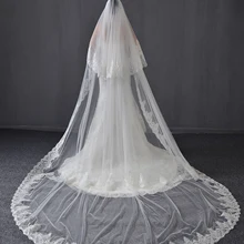 5 м два яруса блесток кружева Соборная свадебная фата белая слоновая кость Свадебные Соборные вуали супер длинные с гребнем