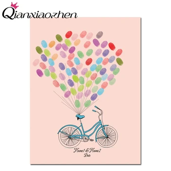 

Qianxiaozhen Personalized Custom Bicycle Fingerprint Wedding Guest Book Wedding Decoration Mariage Gastenboek Decoracion