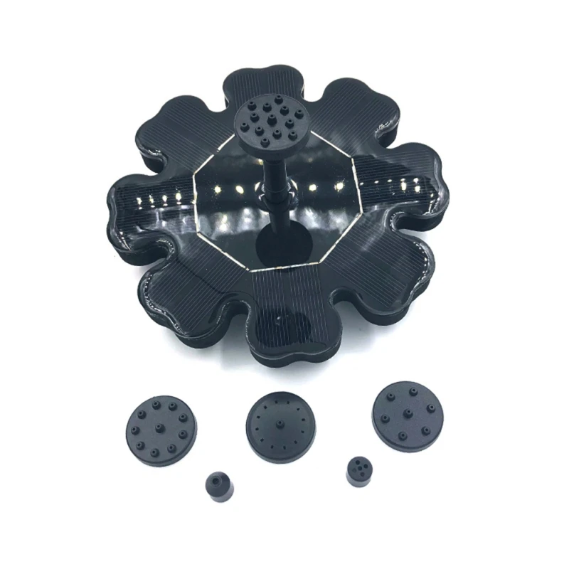 

7V Brushless Water Fountain Floating Solar Fountain Garden Water Pump 200 L/H Bird Bath Pond Garden Decor 4 Noles Waterproof