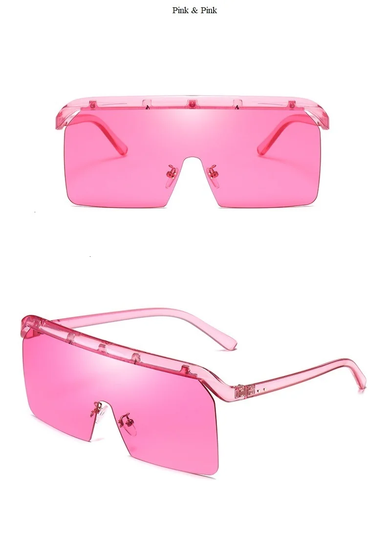 Цельные фиолетовые зеркальные солнцезащитные очки для женщин, фирменный дизайн, Винтажные Солнцезащитные очки для мужчин, черный, розовый, негабаритная оправа Ins Shades