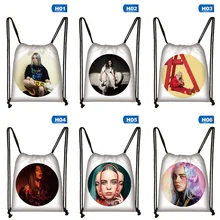 Хит, модная сумка на шнурке с принтом Billie Eilish для девочек, вместительный рюкзак для путешествий, мягкий рюкзак для леди, пляжа, Mochila