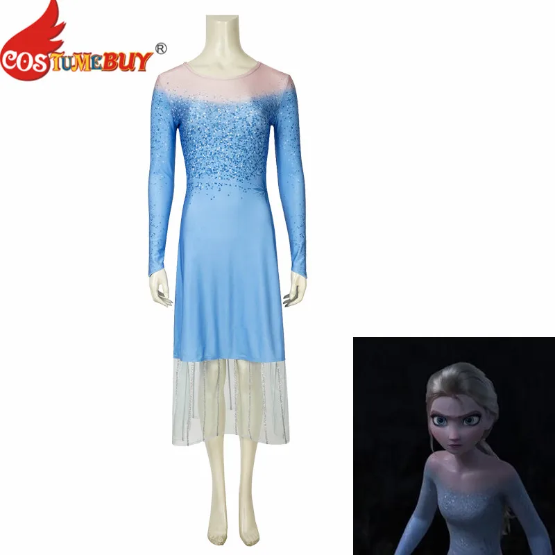 Costumebuy Снежная королева принцесса Эльза платья маскарадный костюм Хэллоуин Эльза Анна голубое платье наряд костюм для взрослых девочек