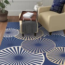 Европейский стиль, синий цвет и белый круглый узор, коврик для пола, плюшевый коврик для спальни на заказ, ковер для гостиной, нескользящий дверной коврик