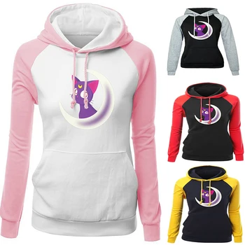 

Anime Sailor Moon Cartoon Animal Cat Hoodies Hoody Women Casual Coat Sweatshirts Hooded Daily Casual Coat