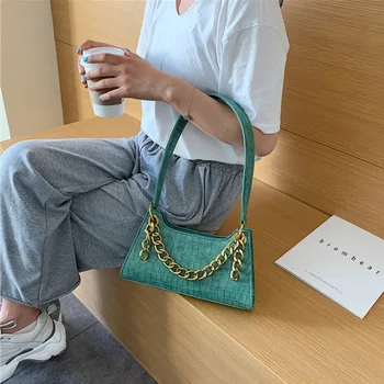 

Net Red Fashion Underarm Foreign Female Bag 2020 Popular New Stone Pattern French Stick Ins Chain Shoulder Bag