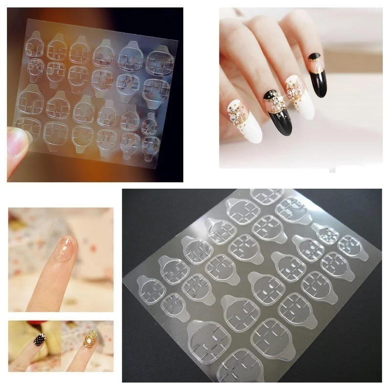 

New Arrival 1 Sheet 24 Tips Strong Ultra Thin Double Sided Adhesive False Nail Sticker Tip