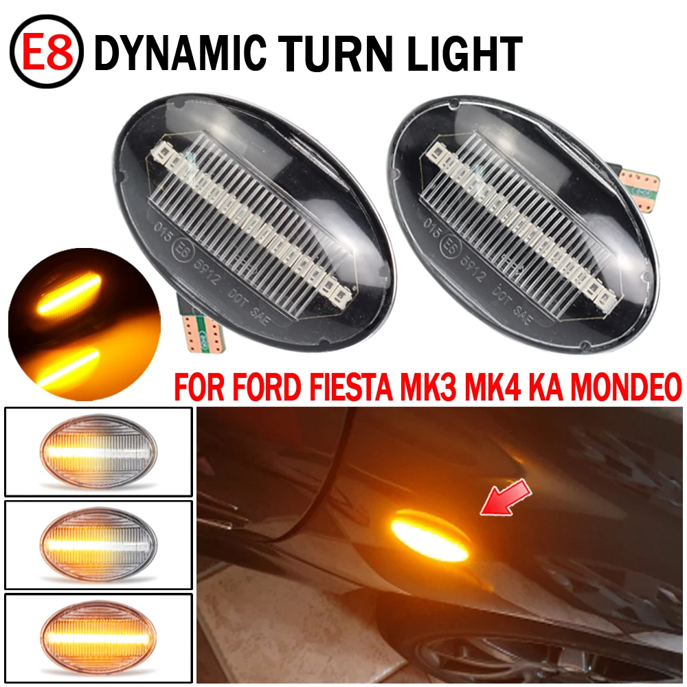 Dynamic Turn Signal Led Side Marker Mirror Light Flashing Indicator For Ford Fiesta Mk3 Mk4 Ka