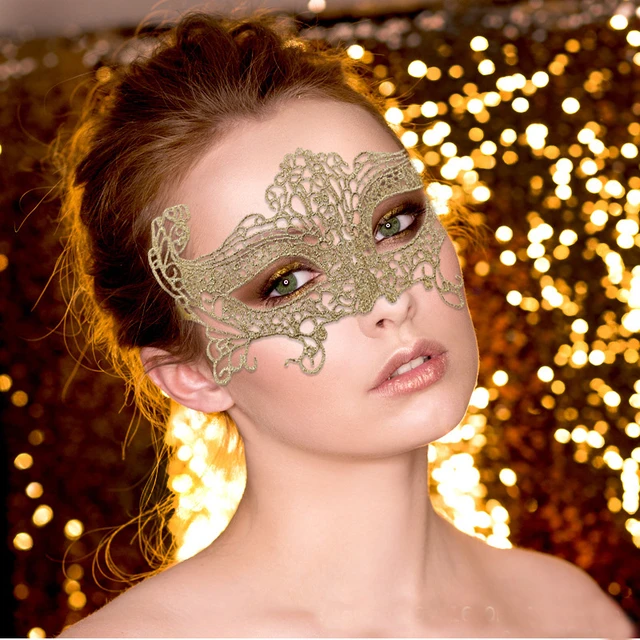 Women Sexy Masquerade Mask, Halloween Party Fancy Mask, Upper Half Face  Bronzing Mask