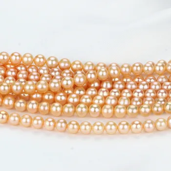 

Genuine Natural 7.5-8.5mm AA round pink purple pearl strands loose beads women lady jewelry DIY