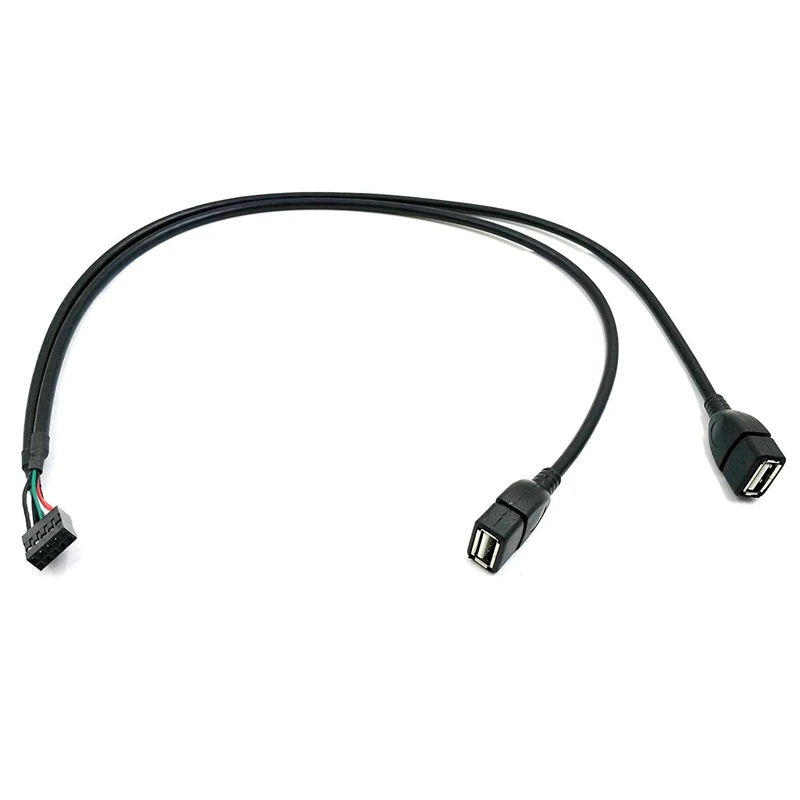 2-Pack) 50 см Dupont 10 Pin Female Header на 2 порта Dual USB 2,0 type A Female материнская плата удлинитель сплиттер кабель шнур(2AF/10P