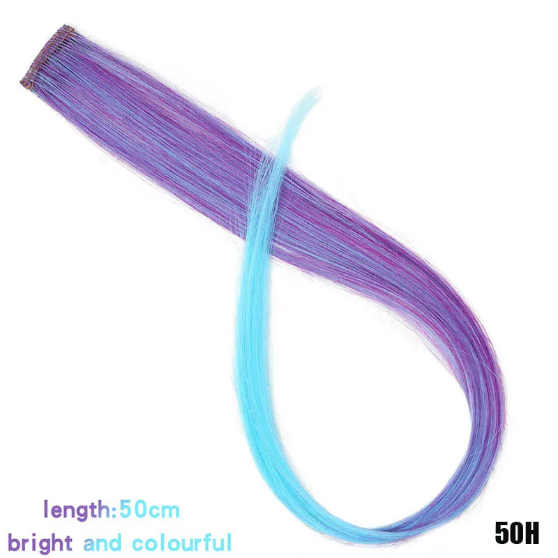 Xuanguang ounico grampo em extensøes de cabelo de uma pecha longa reta resistente ao calor sintético rosa verde cabelo pedas - Цвет: CFP-50H