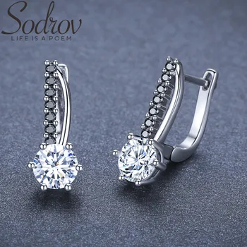 

SODROV Cute 925 Sterling Silver Jewelry Hoop Earrings for Women Boucle D'oreille Femme Bijoux II119