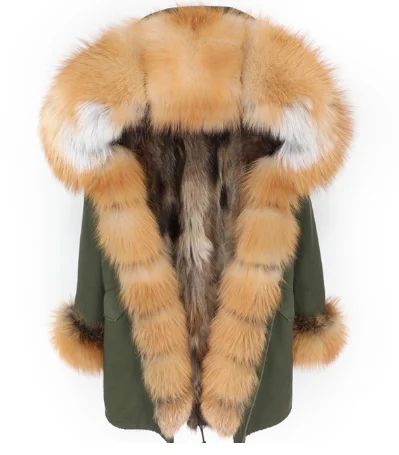 Лисий Мех подклад куртки длинное пальто с мехом Женская съемная теплая парка Толстая теплая Свободная верхняя одежда зимняя женская одежда - Цвет: 11