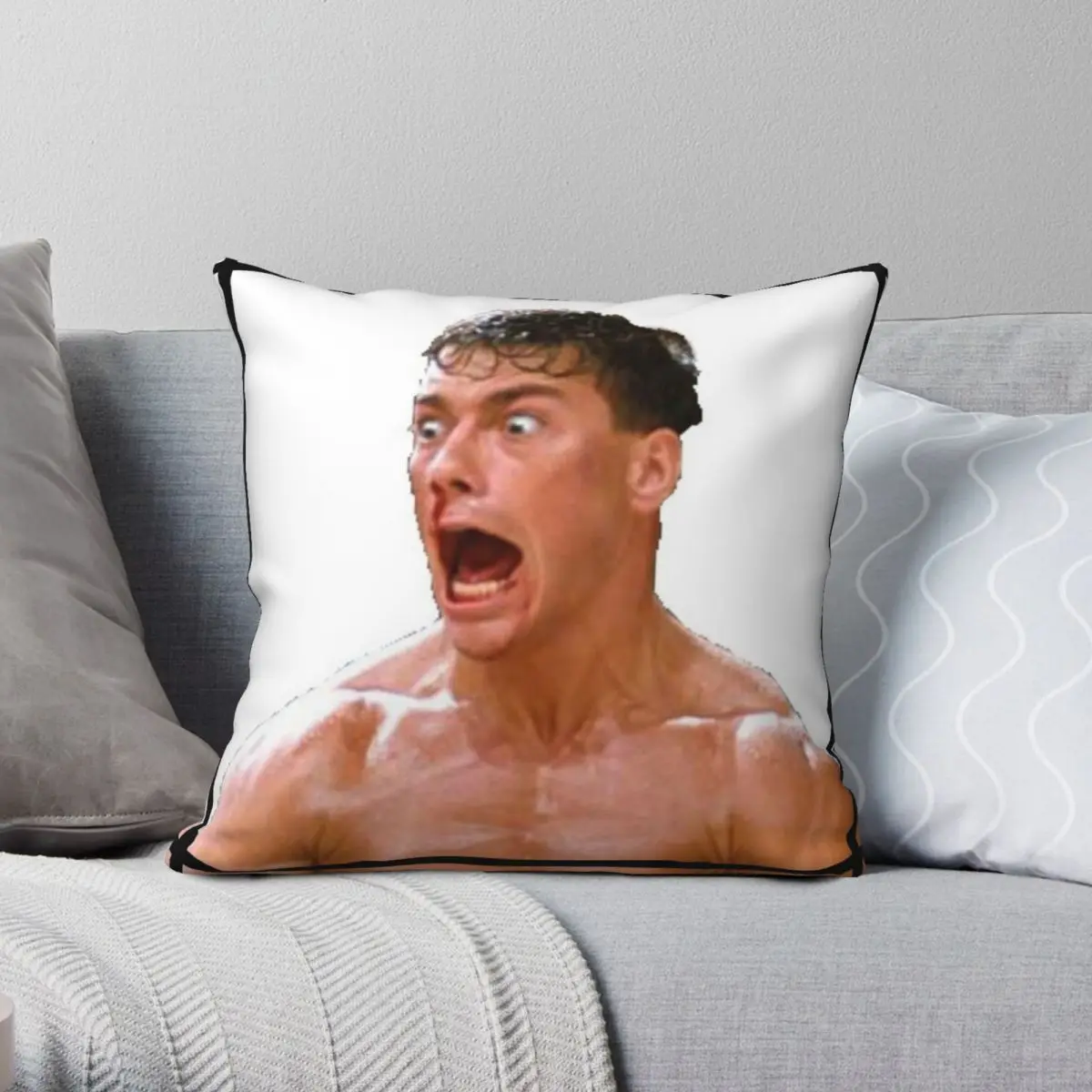 Jean Claude Van Damme 3 Federa Quadrata Poliestere Lino Velluto Zip Decor Fodera Per Cuscino Cuscino Per Divano