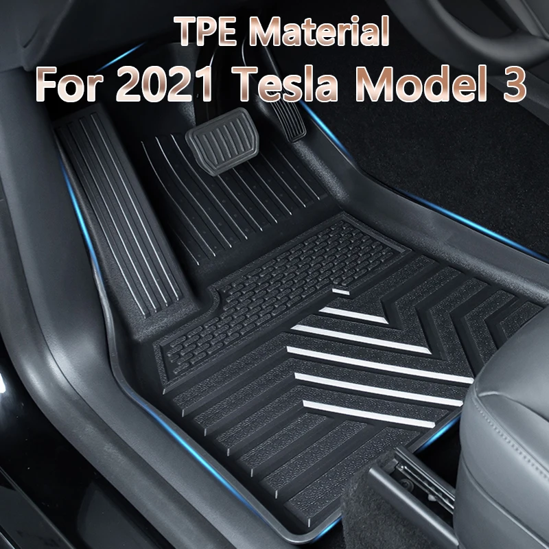US $185.28 For 2021 Tesla Model 3 Car Waterproof nonslip Floor Mat TPE Modified Car Accessories Fully Surrounded Special Foot Pad 3PcsSet