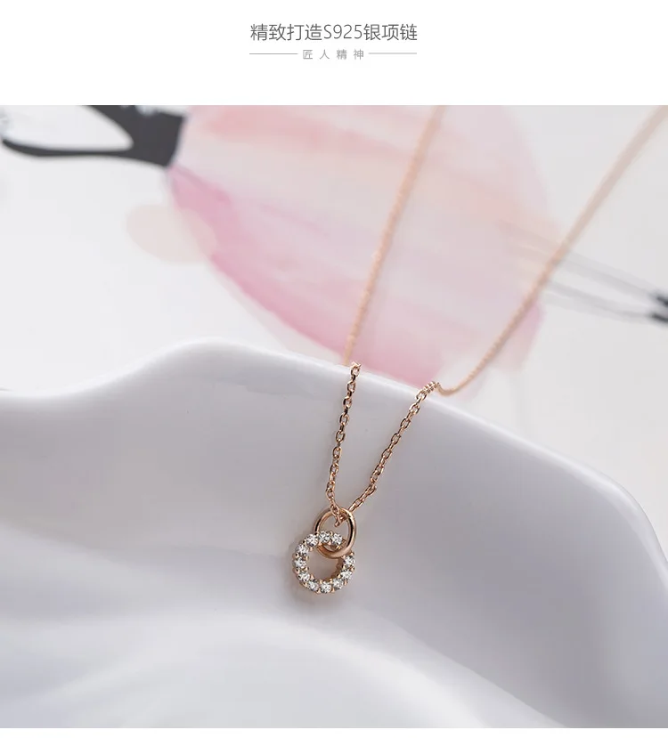 Geometry Circle S925 Silver Necklace Simple Choker Japanese And Korean Style Students MORI Series Normcore Style Accessories Wom