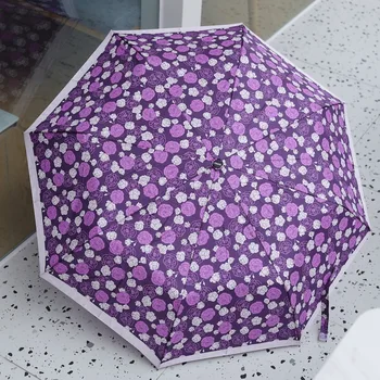 

Purple romantic style women umbrella fully automatic three-folding sunny and rainy umbrella reinforced windproof strong umbrella