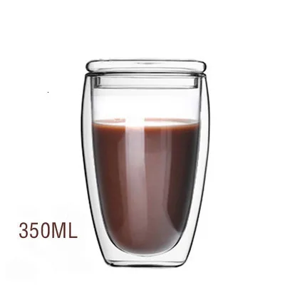 350ML Двухслойные стеклянные кружки с двойными стенками и крышкой Bodum переносные высококачественные стеклянные кружки для вина и пива кофейные чашки в форме яйца - Цвет: 350ML