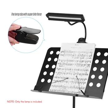 

Clip-On Orchestra LED Lamp Three-Level Adjustable Music Stand Reading Light with 14 LED Beads Built-in Rechargeable Battery