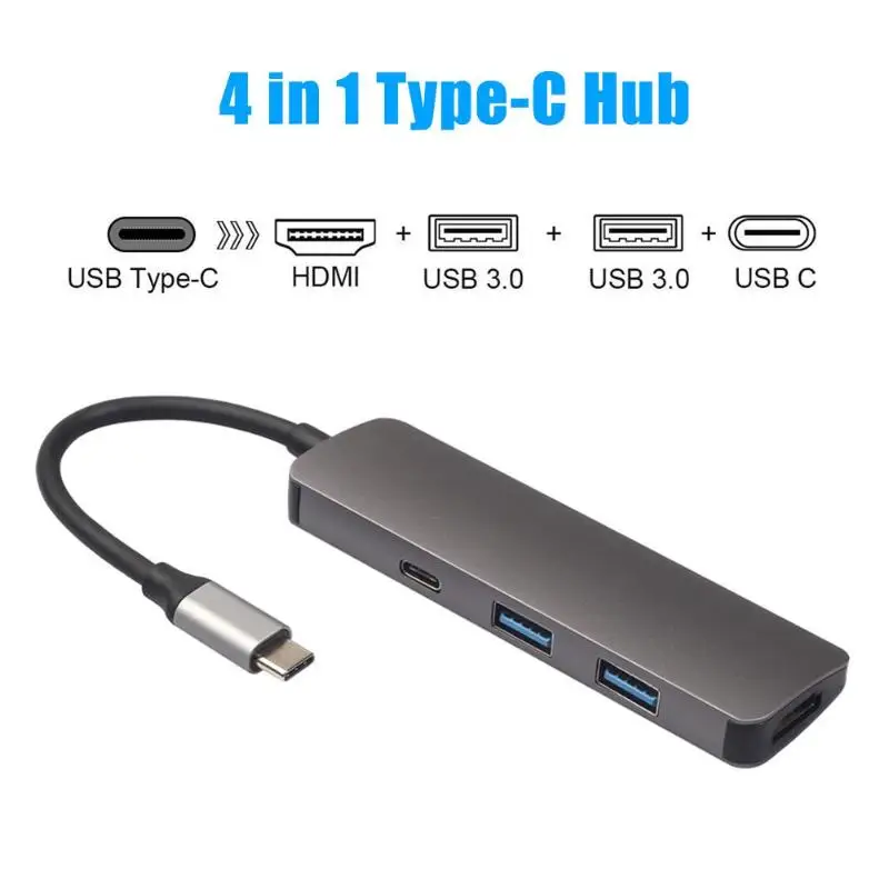 

Type C to HDMI 2 USB 3.0 Dock Hub 4 In 1 USBC HDMI Adapter 4K Video USB C Converter With PD Port for Macbook Pro /Samsung