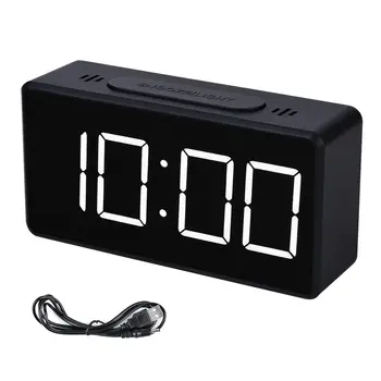 

LED Digital Mirror Alarm Clock Smart Clock Display Temperature Calendar Snooze Function Desk Alarm Clocks With USB For Kids