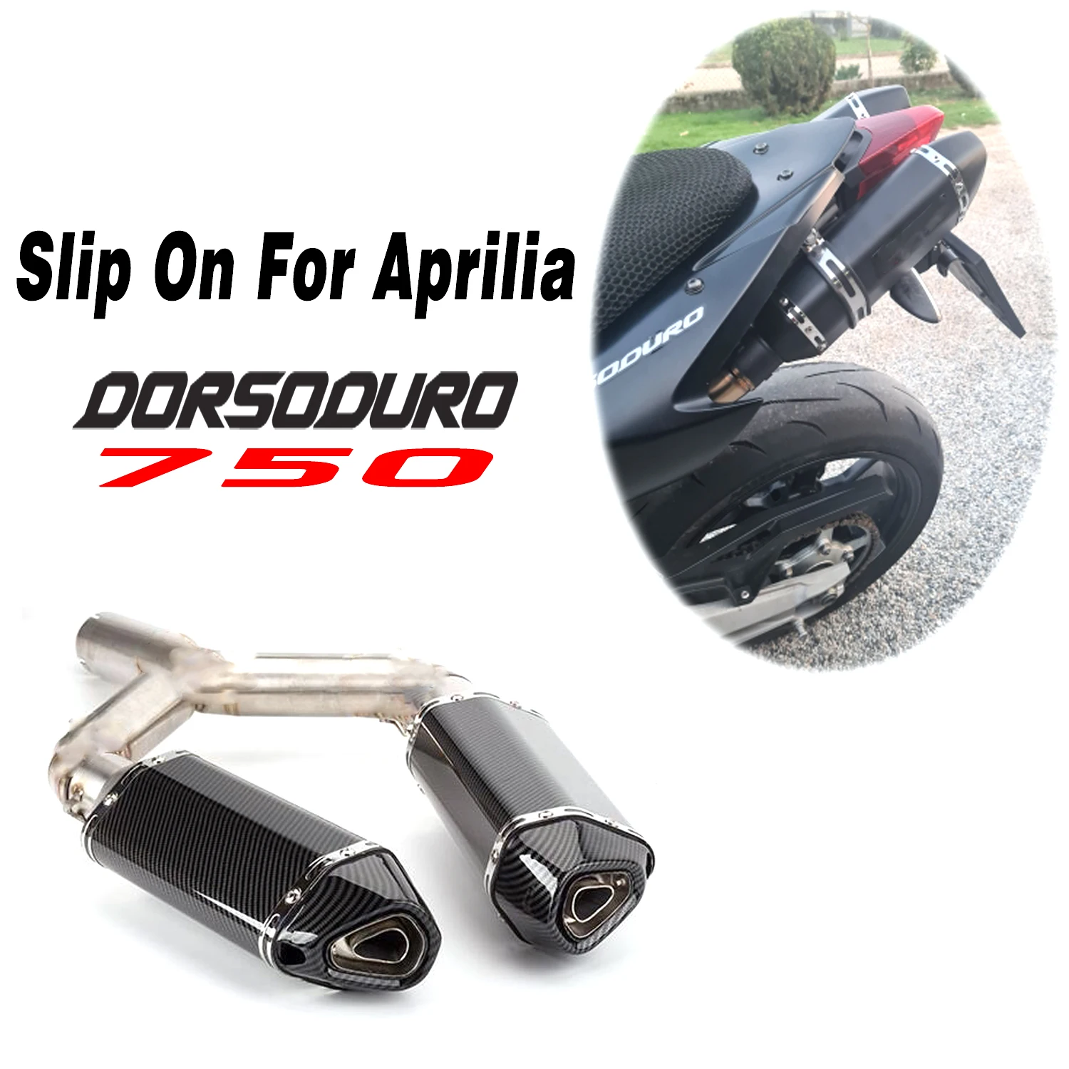 Slip-On For Aprilia DORSODURO 750 DORSODURO750 Exhaust Motorcycle Elbow Exhaust Muffler Middle Contact Pipe