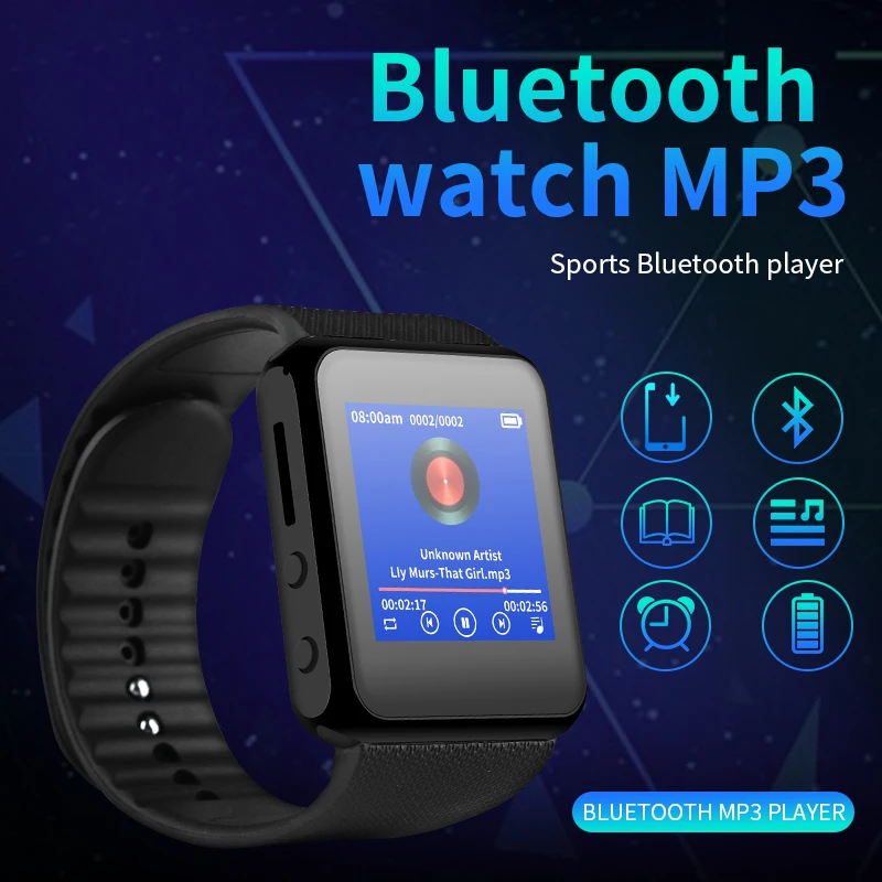 Bluetooth часы mp3 с HiFi звуком сенсорный экран HD цветной экран Портативные умные часы для бега mp3 музыкальный плеер