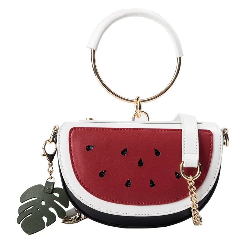 

Watermelon & Lemon Metal Ring Saddle Bag Design Women Handbag Shoulder Bag Crossbody Mini Messenger Bag Female Bolsa Totes Bag