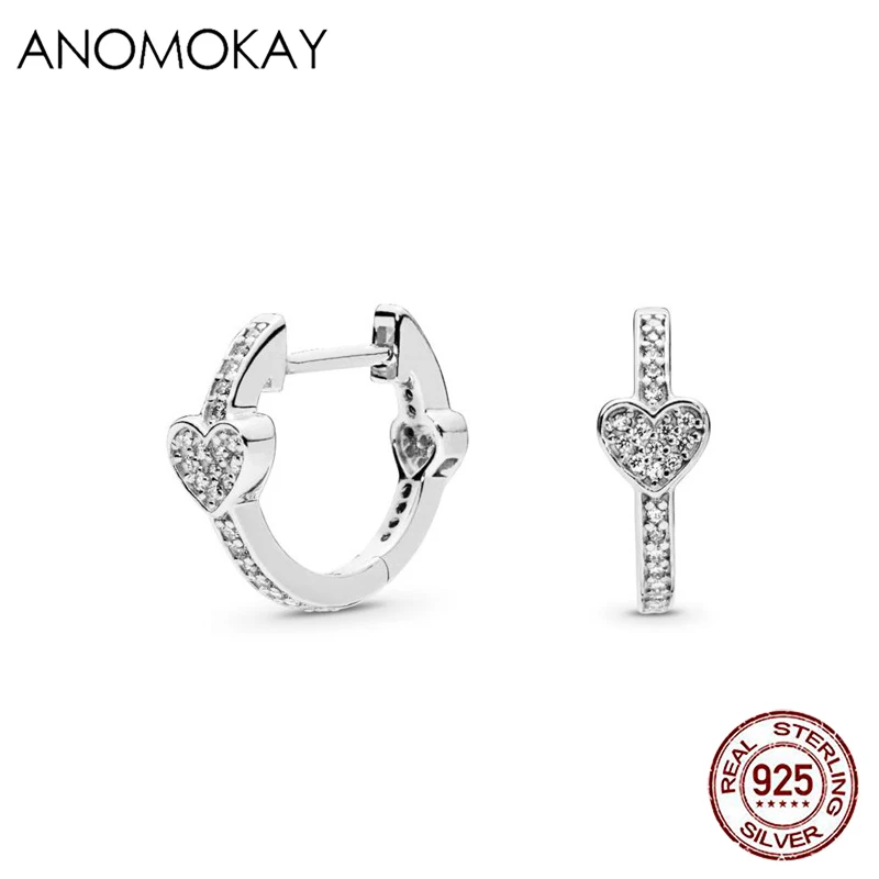 

Authentic 925 Sterling Silver CZ Circle Love Heart Shape Drop Earrings for Women Wedding Party Silver Earrings Jewelry Gift