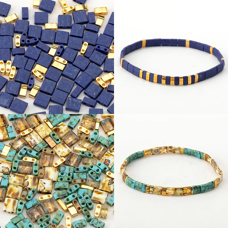 Taidian Cuentas cuadradas japonesas Miyuki Tila para mujer, perlas de cristal multicolor y tamaño, regalos hechos a mano, estilo moderno, 5 gramos por bolsa