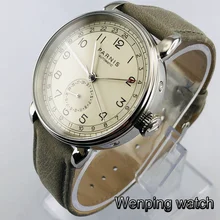 Parnis 42 мм GMT Серебряный чехол арабский знак Дата Окно кожаный ремешок мужские Топ Досуг автоматические механические часы