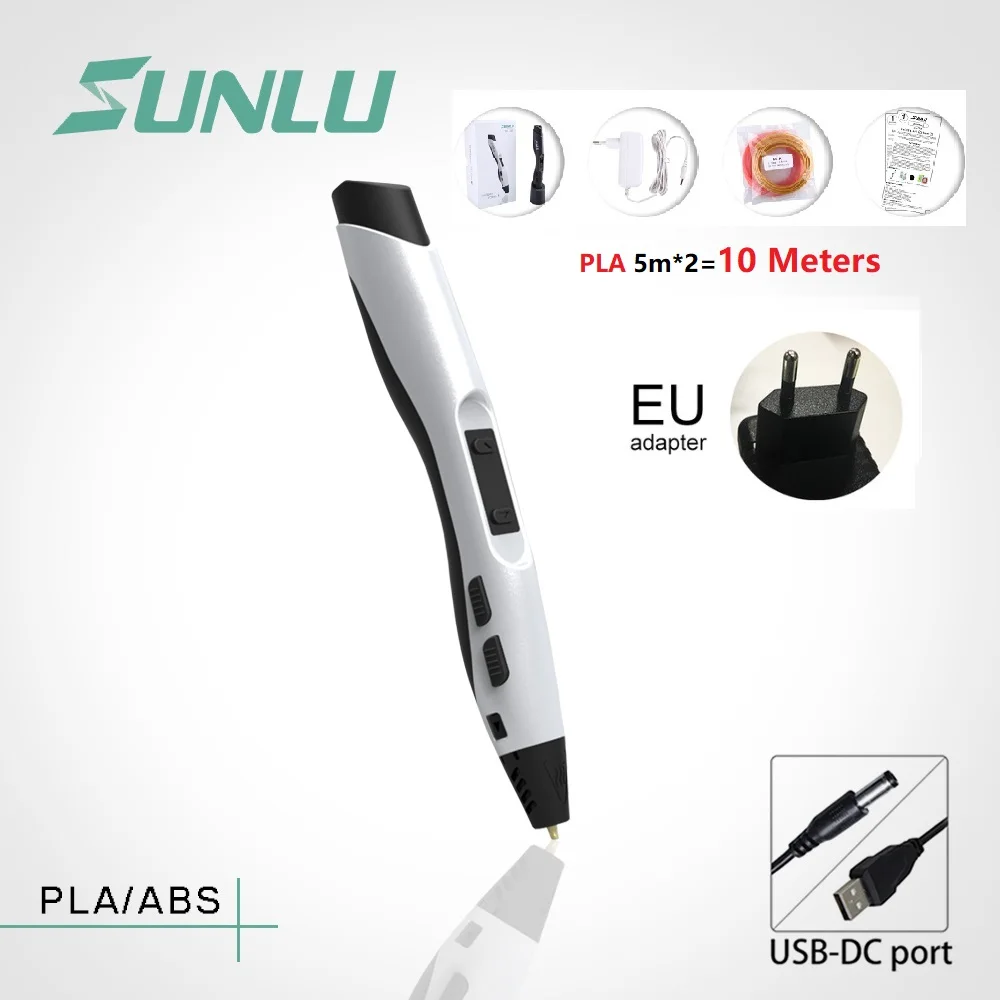 300White EU PLA 10M 5 шт., новинка, 3D Ручка, высокое качество, безопасность,, сделай сам, печать ABS, PLA, PCL, USB, нить, креативная игрушка, подарок, дети, взрослые, Сверхлегкий - Цвет: 300White EU PLA 10M