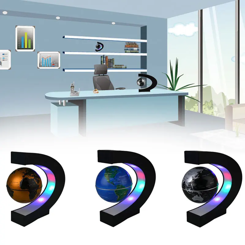 

World Map Globe Lamp LED Globe Light Globe Light Magnetic Levitation 3.5inches Living Room Home Bedroom Study Novelty C Shape