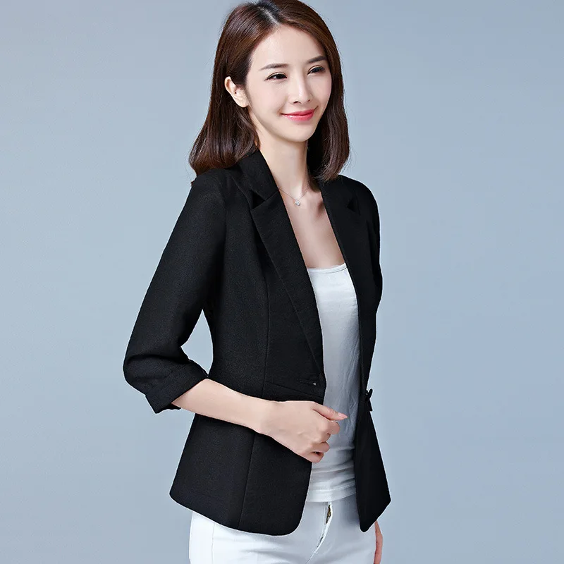 

Photo Shoot 2019 Korean-style Casual Small Suit Coat New Style Spring Summer Three-quarter-length Sleeve Large Size Thin Suit Wo
