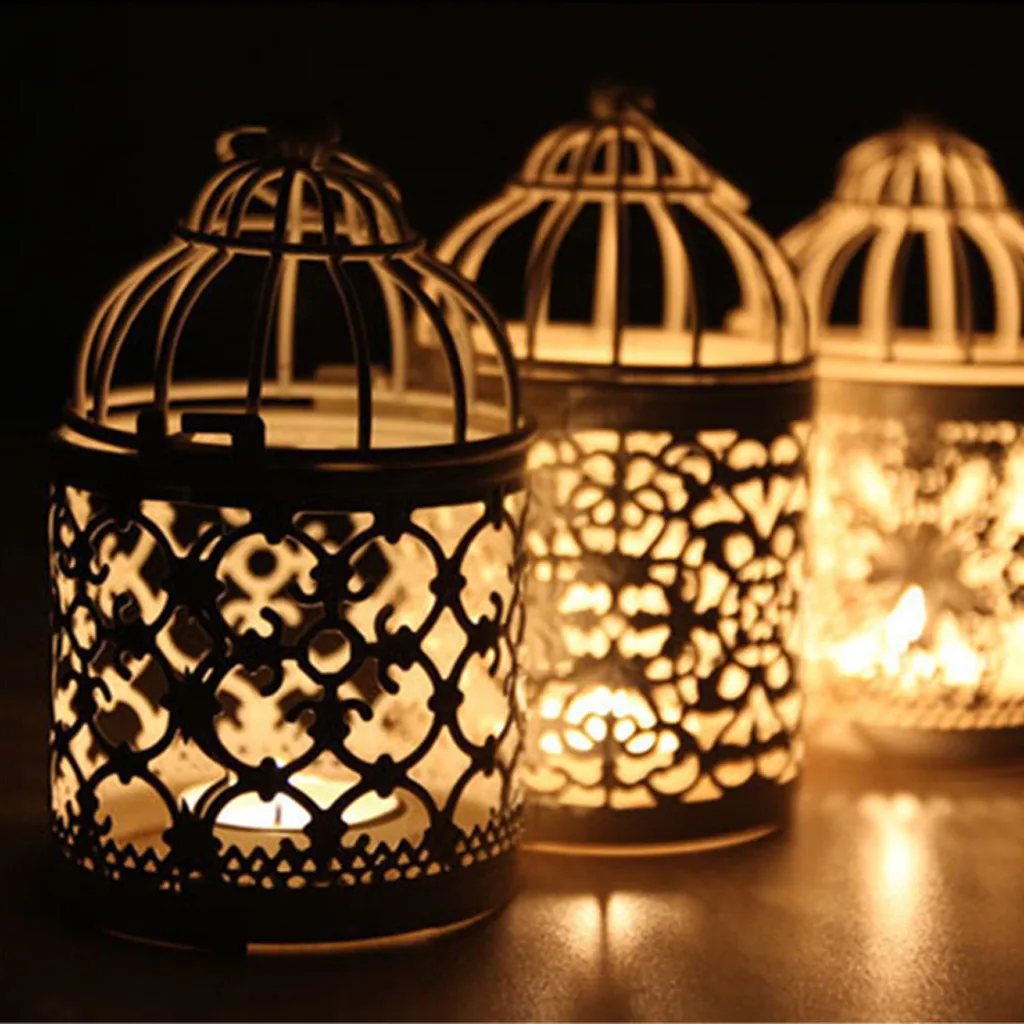 Hanging Bird Cage Candles Holder Retro Candlestick Lantern For Home